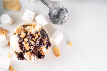 Portion bowl of smores ice cream