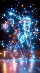 Naklejka premium Ethereal Dance of Shimmering Stars in Night Sky