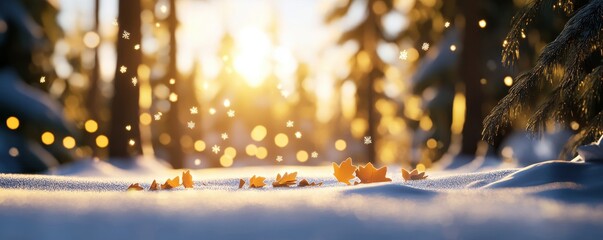 Gentle Snowflakes Drift Through a Serene Winter Forest