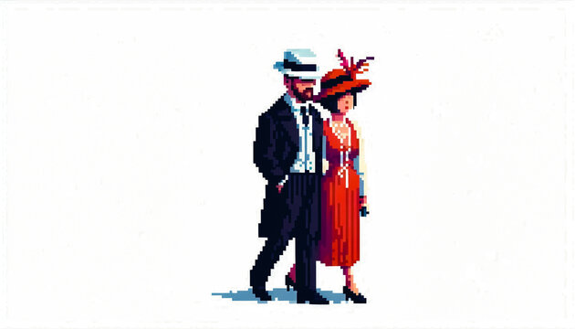 Illustration against light background with space for text, pixel art style 