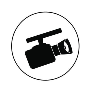 recommend clip art: a black and white icon of a video camera in a circle