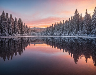 Fototapeta premium Lakeview with stunning place for christmas celebration