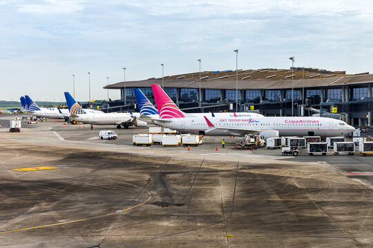 Copa Airlines Boeing 737-9 MAX airplane at Tocumen Airport in Panama Hazlo a Tiempo special livery