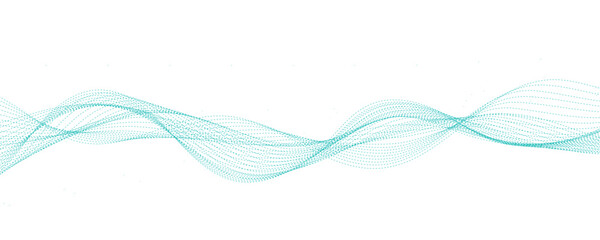 Abstract blue wave banner. Line art illustration.