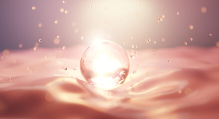 3D Collagen Skin Serum and Vitamin illustration isolated on soft color background. concept skin...