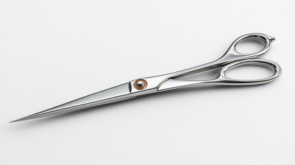 Obraz premium Steel scissors close up on white background