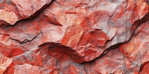 Rough stone texture in a vibrant red hue, providing a unique background for construction and architectural design. This rough stone texture creates an impactful visual element for various projects.