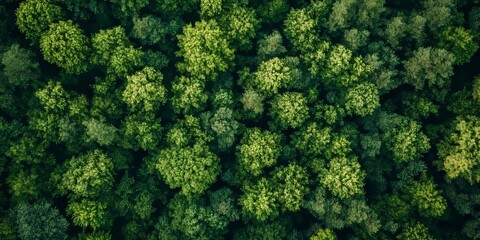 Fototapeta premium Vibrant green forest showcasing beautiful colors, creating a picturesque scene in nature. Experience the stunning beauty of a green forest with its captivating colors all around.