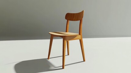 A Simple Wooden Chair Against A Light Background