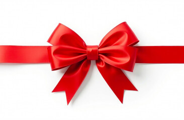 A bright red bow beautifully adorns a ribbon, ideal for wrapping gifts on special occasions or celebrations