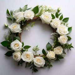 Wreaths, floral frames flowers white roses