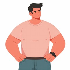 Flat Style Illustration of Plus-Size Man on White Background