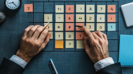 A visual representation of a time management matrix with tasks categorized by urgency and importance, emphasizing strategic planning and prioritization in time management.