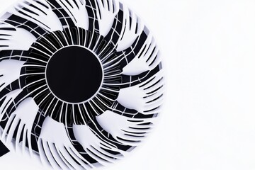 Support technical Abstract design of a turbine blade against a white background.