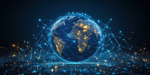 Obraz premium Futuristic earth with glowing networks