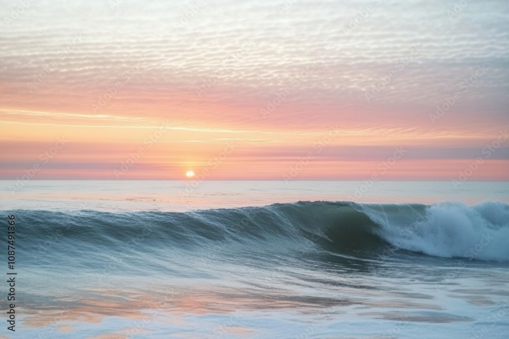 Poster the warm sun descends slowly, casting beautiful hues across the water while gentle waves lap at the 