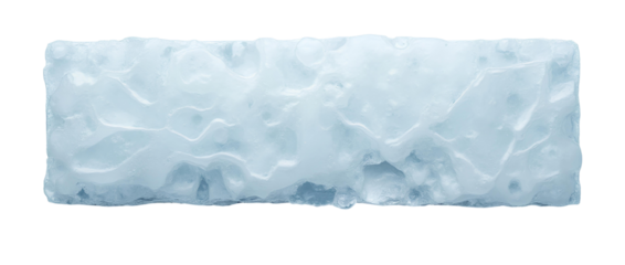 Rectangular ice block with a frosted, textured surface. Ideal for beverage presentations, food styling, and creative visual designs. Isolated on transparent background, snow cube cold icy glass PNG