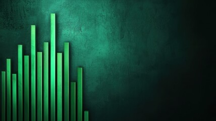 Obraz premium Finance of renewable energy stocks concept. A vibrant green bar graph against a textured background, symbolizing growth, progress, and data visualization.