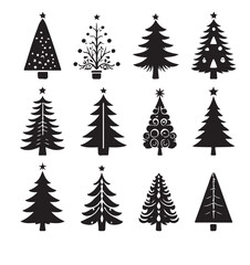 Christmas tree icon set. Vector illustration 
