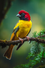 Obraz premium A colorful bird sitting on a branch of a tree