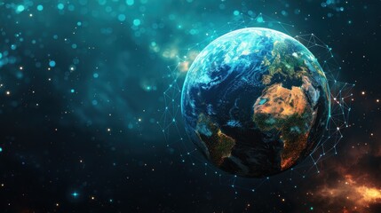 Obraz premium Global network connection, earth in space, digital technology.