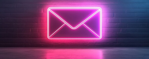 A glowing neon envelope icon symbolizing email communication against a dark background.