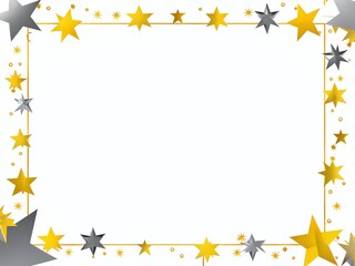 Decorative border featuring golden and silver stars suitable for celebrations, invitations, or event announcements