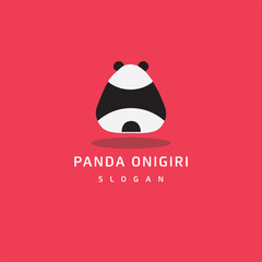 panda shaped onigiri logo with a combination styles  © uh studio
