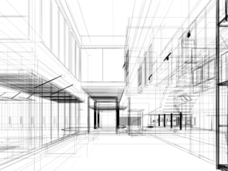 modern empty hall  interior design, 3d rendering