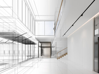 modern empty hall  interior design, 3d rendering