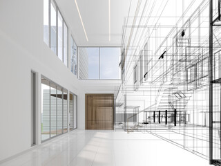 modern empty hall  interior design, 3d rendering