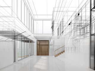 modern empty hall  interior design, 3d rendering