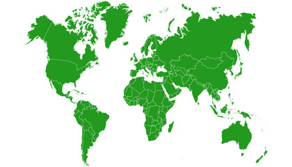 World map. Green modern vector map. Silhouette map.