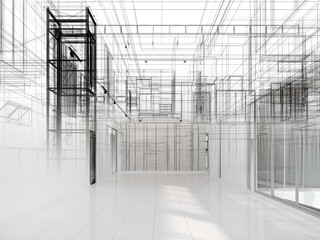 modern empty hall  interior design, 3d rendering