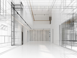 modern empty hall  interior design, 3d rendering