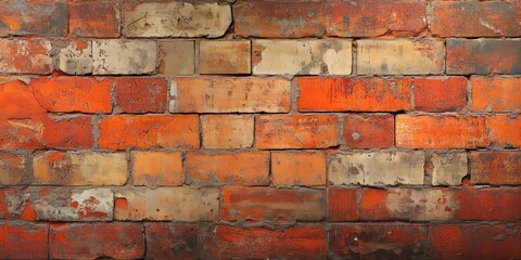 Fototapeta premium Old brick walls in varying shades of red and orange create a beautifully textured background, adding depth and character to any image featuring these stunning old brick walls.