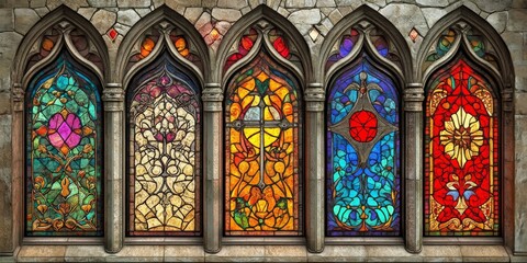 Medieval stained glass window art captures the essence of historical architecture, showcasing intricate designs and vibrant colors in a stunning portrayal of medieval stained glass window beauty.