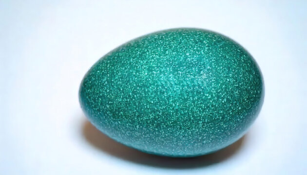 Emu - Dromaius novaehollandiae - is a species of flightless bird endemic to Australia, where it is the tallest native bird. large green blue speckled egg. Isolated on white background with copy space