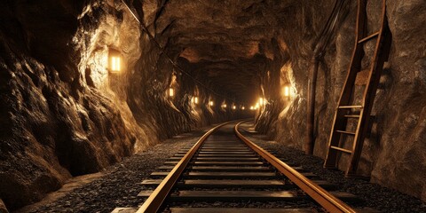Underground mine railway system showcasing tracks and infrastructure, highlighting the innovative design and engineering involved in the efficient operation of underground mine railways.