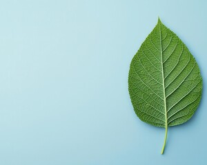 Sunlit veins of a green leaf against the sky, natural macro shot, outdoor beauty