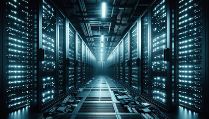 Fototapeta premium The beating heart of the digital world, where data is stored, processed, and transmitted.