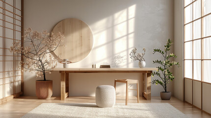 interior modern living room workspace with laptop computer