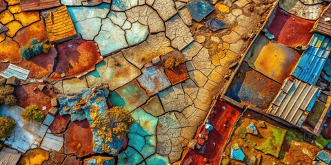 Fototapeta premium Aerial Photography of Worn Textures Evoking Melancholic Vibes