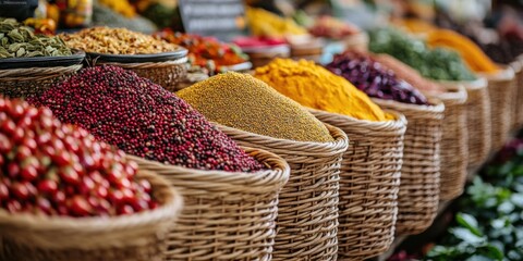 Fototapeta premium Vibrant Spice Market Display