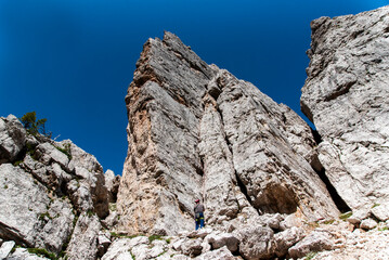 Beautiful rocky Cinque Torri in the Dolomites in Italy.