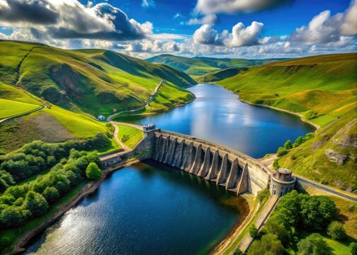 Aerial View of Claerwen Dam in Elan Valley, Wales - Stunning Drone Photography