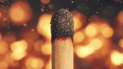 Matchstick is extinguished on matchsticks lit background. The image has a warm and cozy feeling, as if it were a scene from a campfire or a fireplace