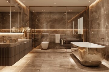 Fototapeta premium Commercial bathroom with elegant highlighting
