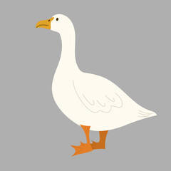 Cute goose, farm animal bird, poultry. Vector simple design 