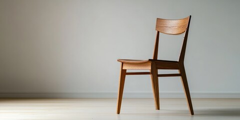 Wooden chair displayed against a clean white background, highlighting the natural beauty and craftsmanship of the wooden chair in a simple, elegant setting. This wooden chair exudes charm.